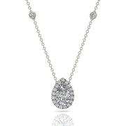 Pendentif diamant naturel poire et diamants naturels ronds 1.35 carat or blanc Carla